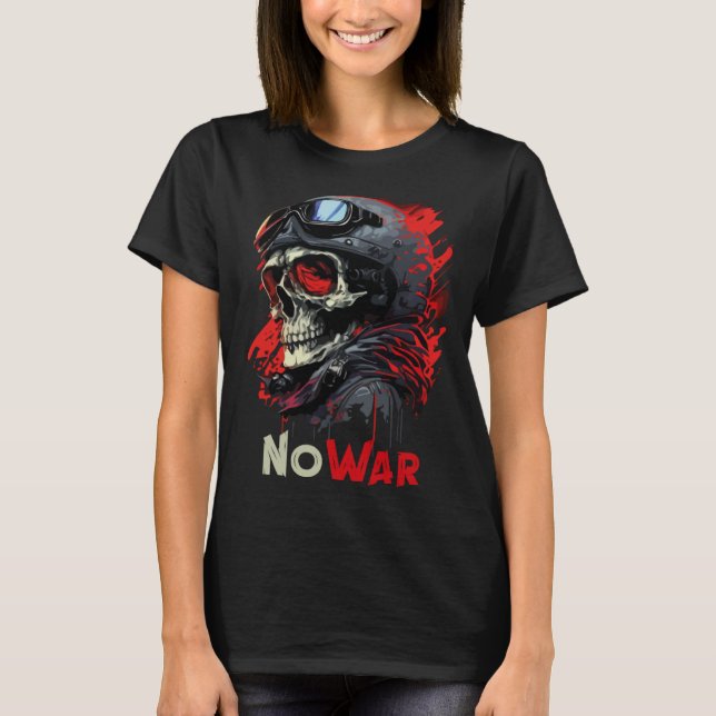 Camiseta Sem guerra skeleton militar 1 (Frente)