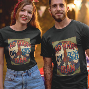 Camiseta Sem guerra sobre o Irã Solidariedade Contra a Guer