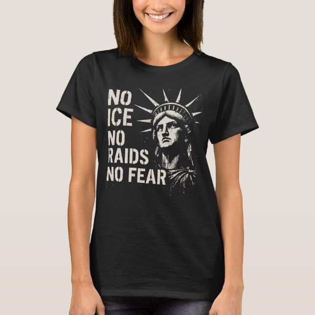 Camiseta Sem ICE, Sem Batidas, Sem Medo – Estátua da Liberd (Frente)