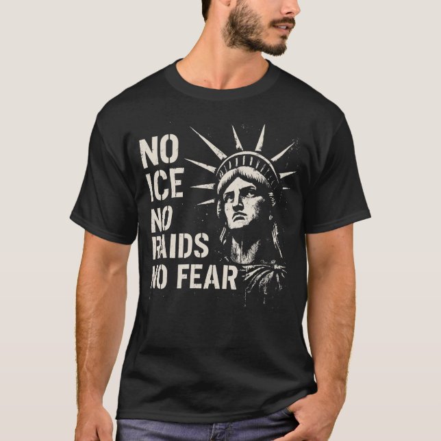 Camiseta Sem ICE, Sem Batidas, Sem Medo – Estátua da Liberd (Frente)