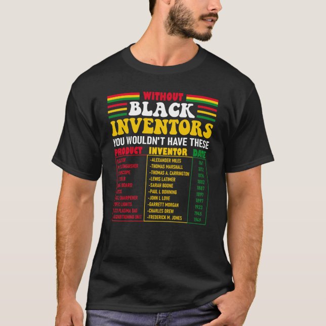 Camiseta Sem Inventores Negros, não teríamos estes (Frente)