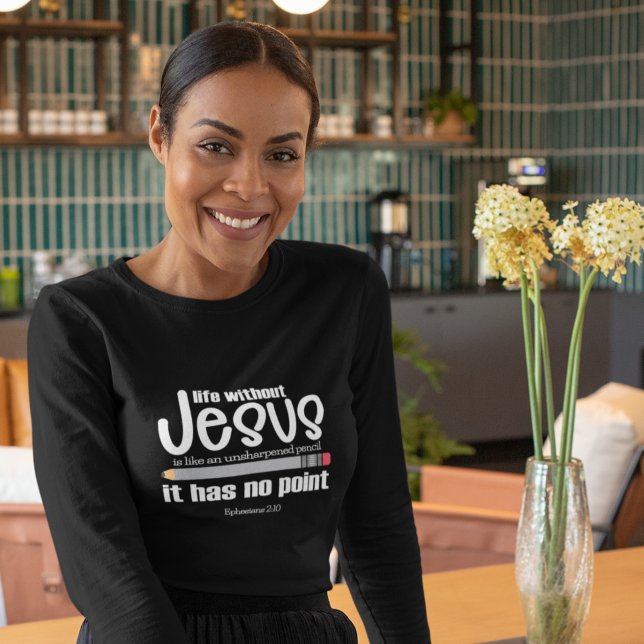 Camiseta SEM JESUS? SEM PONTO! Escuro das mulheres de citaç (Criador carregado)