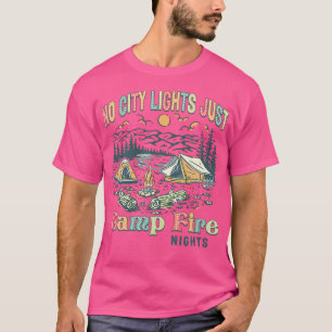 Camiseta Sem Luzes Locais Acampam Noites de Incêndio Mulher