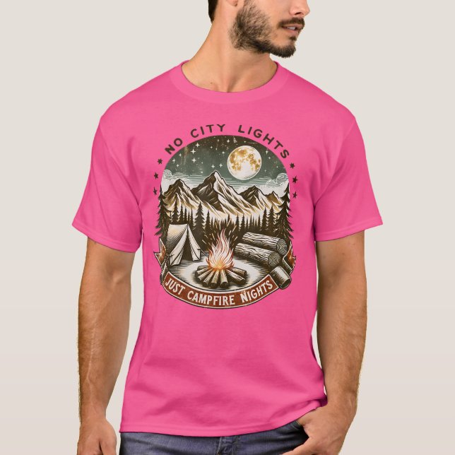 Camiseta Sem Luzes Locais Apenas Noites De Campfire Acampan (Frente)