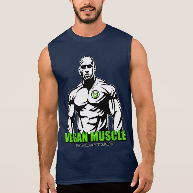 Camiseta Sem Manga Roupa do músculo do Vegan (Frente)