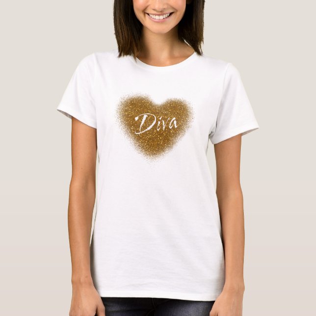 Camiseta sem Mangas Glamour Coração DIVA Brilho Do (Frente)