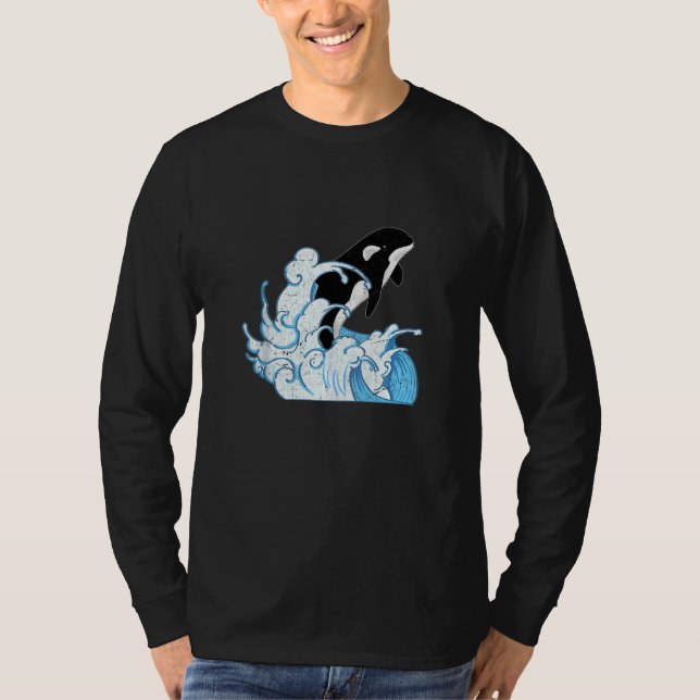 Camiseta sem Mangas Oceano Orca  Animal Ondas Bale (Frente)