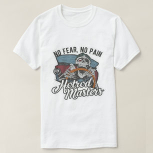 Camiseta Sem Medo Sem Dor Mestres Hotrod Gráfico de Esquele