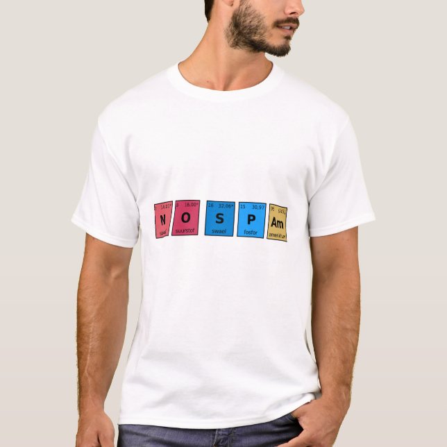 Camiseta Sem Mesa periódica de spam (Frente)