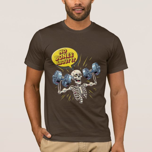Camiseta Sem Ossos - Esqueleto de Academia Engraçado (Frente)
