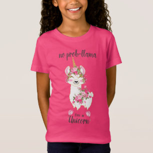 Camiseta Sem Prob-Llama - Eu sou um Unicórnio - Pink Floral