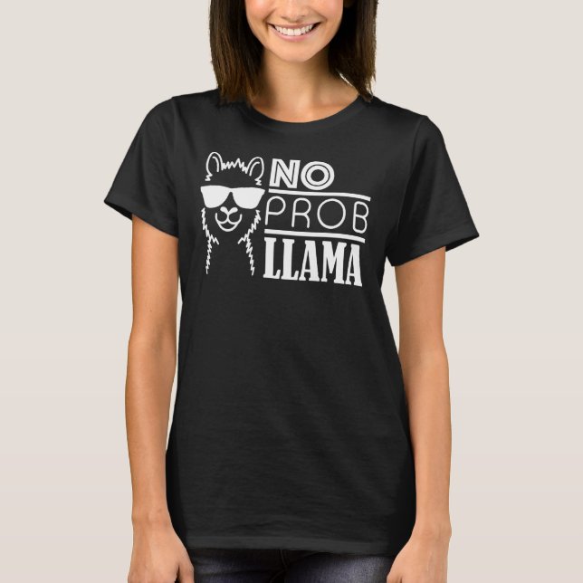 Camiseta Sem problema Llama Fazenda engraçada Óculos de sol (Frente)
