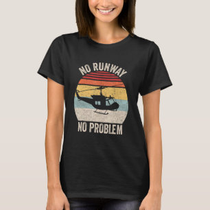 Camiseta Sem Problemas na Pista Piloto Helicopter Retro Vin
