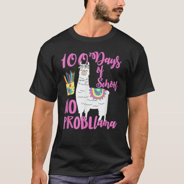 Camiseta Sem Probllama 100 Dias Professores LLama Escola (Frente)