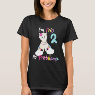 Camiseta Sem Probllama Llama 2º Aniversário Llama de 2 Anos