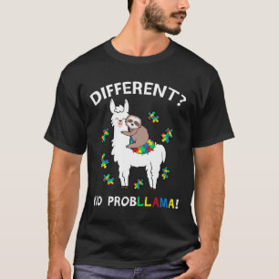 Camiseta Sem Probllama Llama Sloth Quebra-cabeça Legal Auti