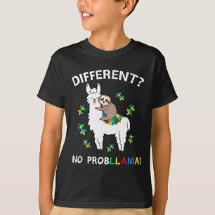 Camiseta Sem Probllama Llama Sloth Quebra-cabeça Legal Auti