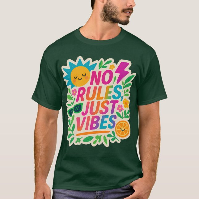Camiseta Sem Regras Apenas Vibes - Gradiente Neon Kawaii-Pu (Frente)