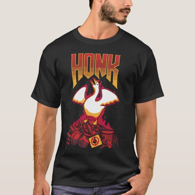 Camiseta Sem título Jogo Ganso Engraçado Jogo DOOM design C (Frente)