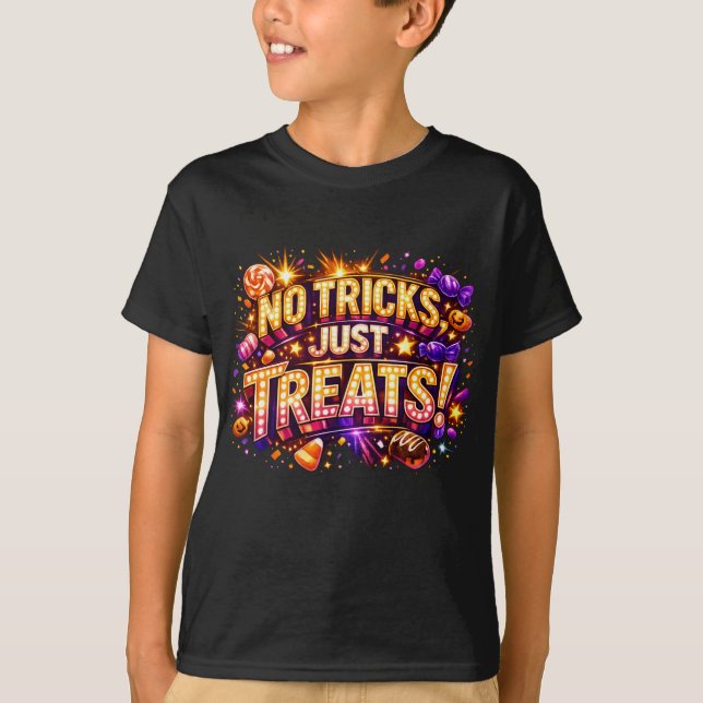 Camiseta SEM TRUQUES, APENAS DOÇURAS! Arte de Estrela Pop d (Frente)