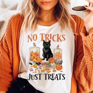 Camiseta Sem Truques, Apenas Guloseimas Gato Preto Vintage
