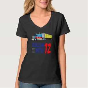 Camiseta Semi Truck 12 Birthday, Grande Caminhoneiro Articu