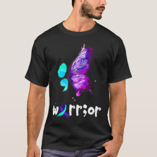 Camiseta Semicolon Borboleta Aquarela Prevenção Suicídio