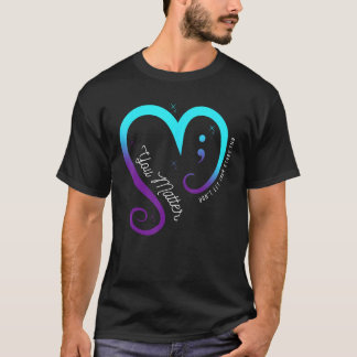 Camiseta Semicolon Saúde Mental Sensibilização Suicídio Pre