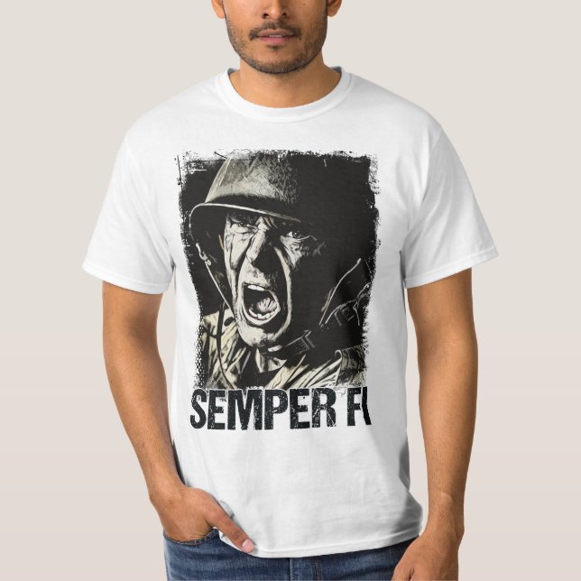 Camiseta ✪ SEMPER FI ✪ Soldado Veterano Sempre Fiel (Frente)