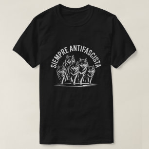 Camiseta Sempre Antifascista Lobos Antifascistas Gráfico