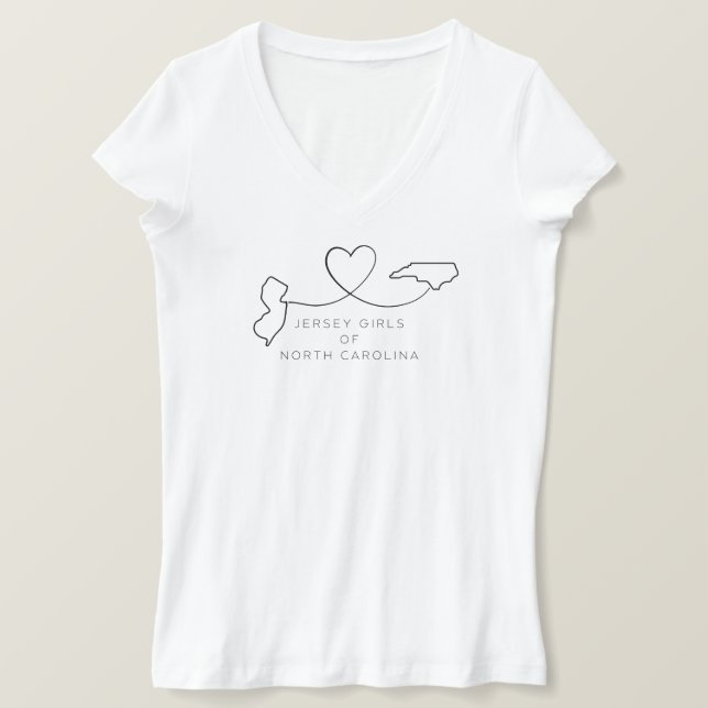 Camiseta Sempre conectado! Jersey Girls of NC v neck (Frente do Design)