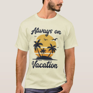 Camiseta Sempre de Férias Palmeira Pôr do Sol Praia Vida