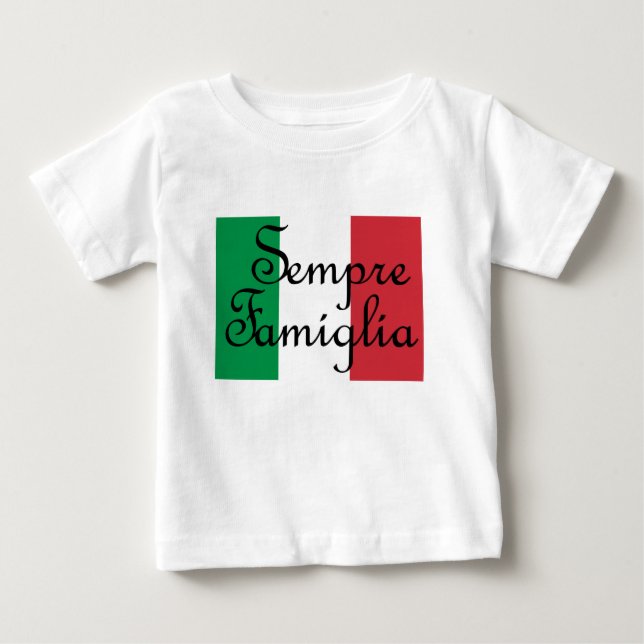 Camiseta Sempre Famiglia e cores da bandeira italiana (Frente)
