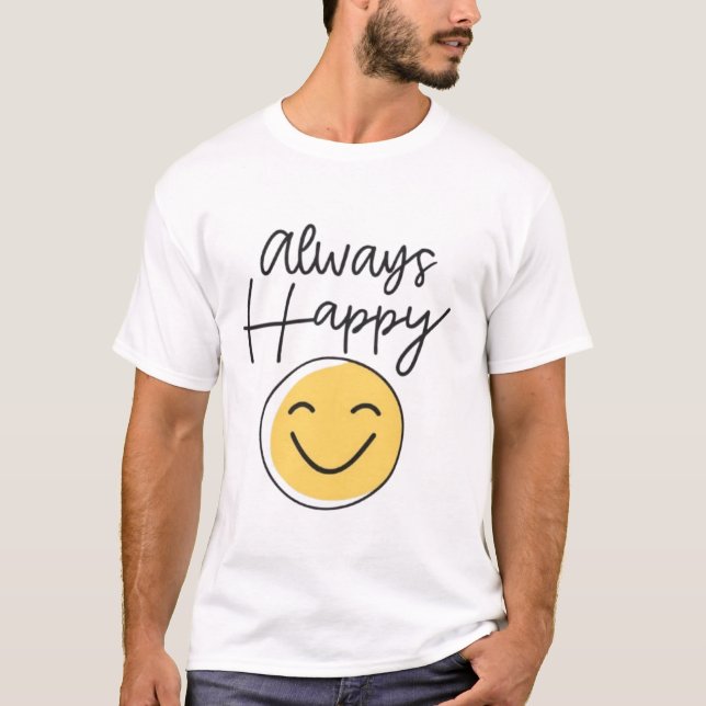 Camiseta "Sempre Feliz" com Rosto Sorridente - Men (Frente)