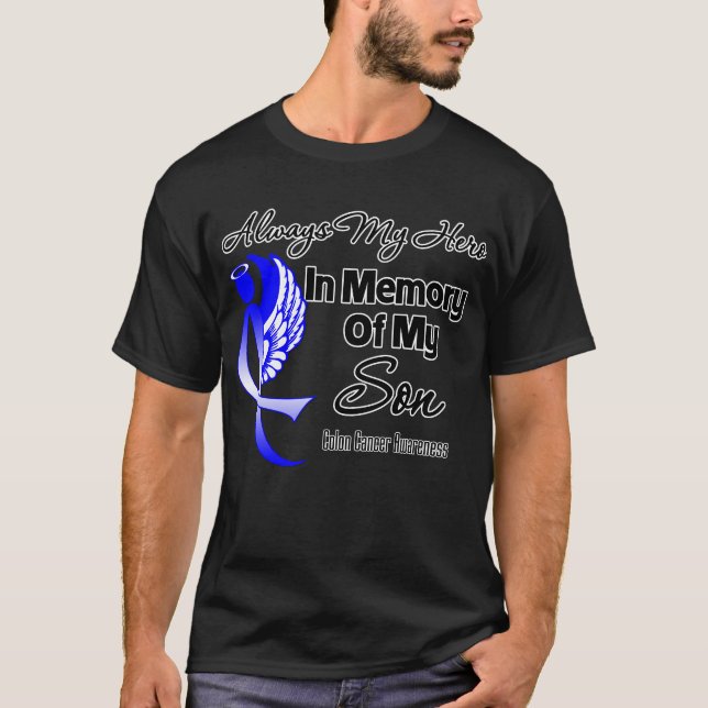 Camiseta Sempre meu herói na memória filho - Cancer de dois (Frente)