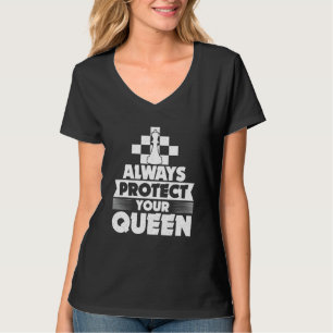 Camiseta Sempre Proteja Sua Rainha Noite de Jogo de Xadrez