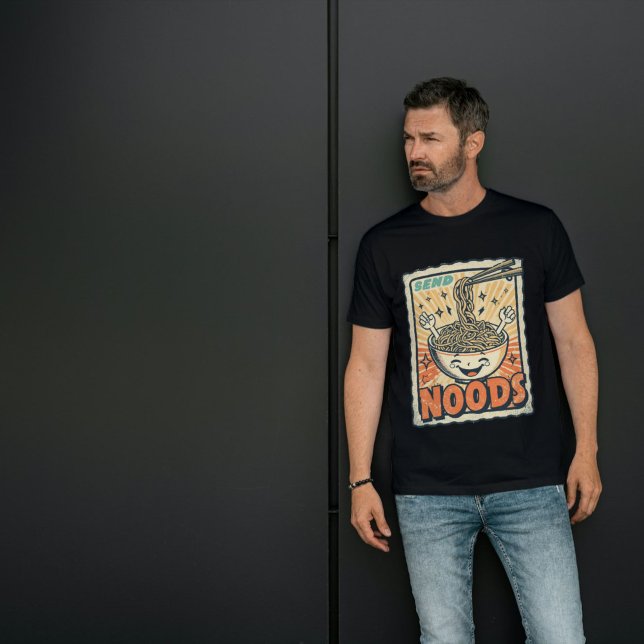 Camiseta Send Noods - Funny Noodle Pun Retro Stamp Design (Criador carregado)