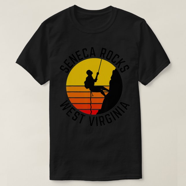 Camiseta Seneca Rocks West Virginia Rock Escalando Montanha (Frente do Design)