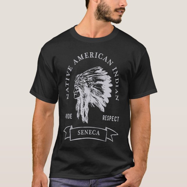 Camiseta Sêneca Tribe Orgulho Indígena Nativo Americano Res (Frente)