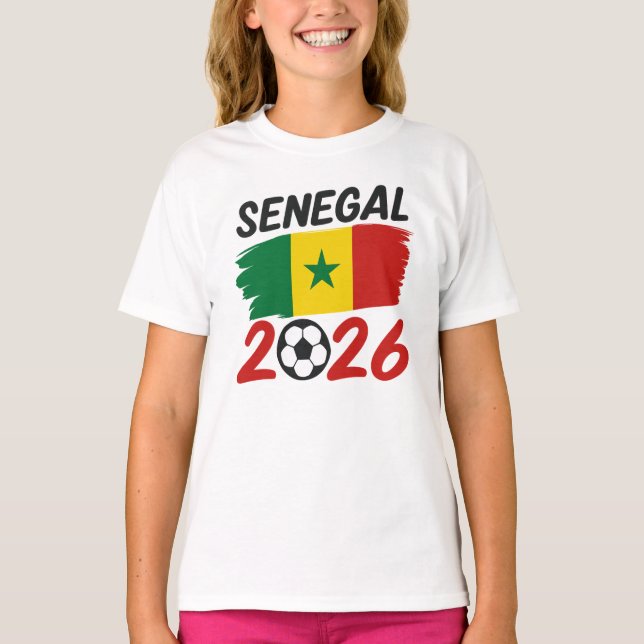 Camiseta Senegal 2026 Soccer Fan Design with Star Football (Frente)