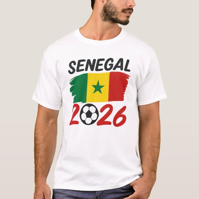 Camiseta Senegal 2026 Soccer Fan Design with Star Football (Frente)