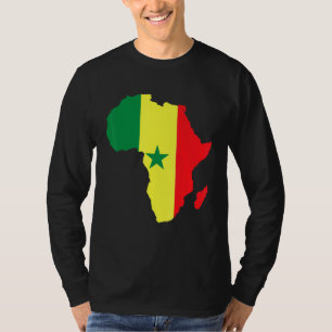 Camiseta Senegal Bandeira África Continente Silhouette para