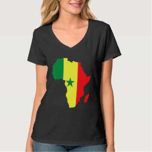 Camiseta Senegal Bandeira África Continente Silhouette para