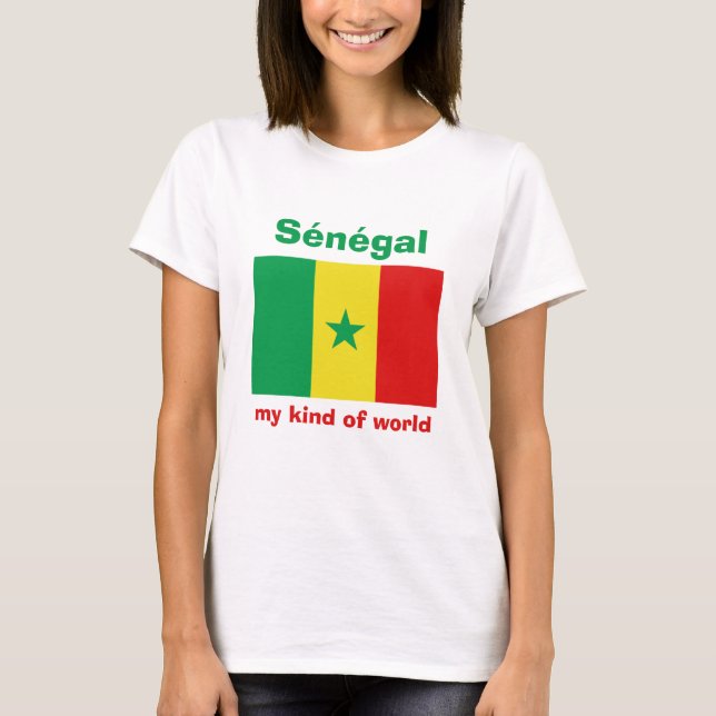 Camiseta Senegal Bandeira + Mapa + Texto (Frente)