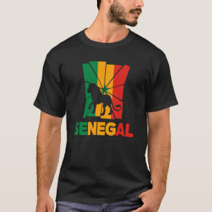Camiseta Senegal Senegalês Bandeira do Senegal Leão Silhuet