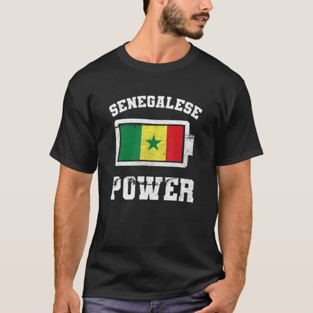 Camiseta Senegal Senegalese West Africa Proud Battery Power (Frente)