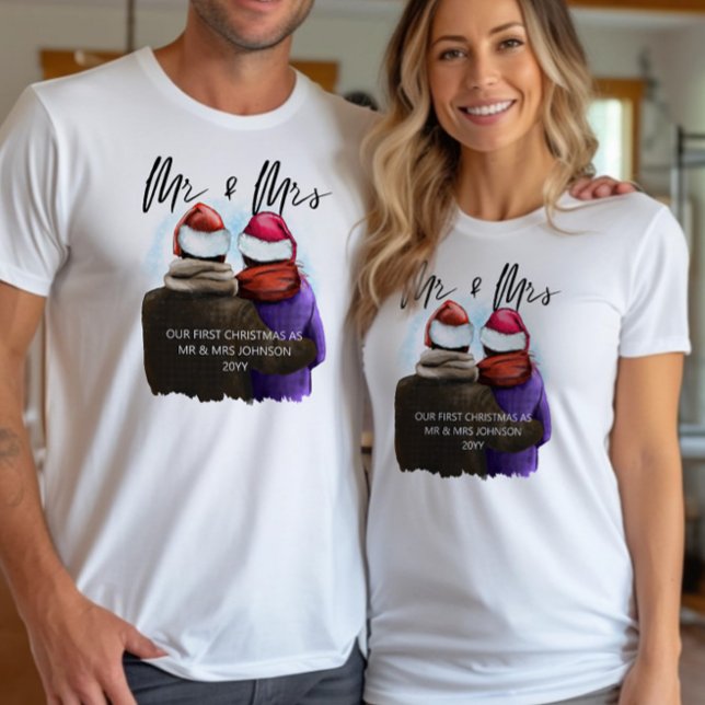 Camiseta Senhor e Senhora Casais Natal (Mr & Mrs First Christmas T-Shirts)
