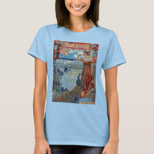 Camiseta Senhora Art Nouveau com Pavão