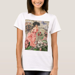 Camiseta Senhora Café Mulher Vitoriana Rosa Vestido Rico