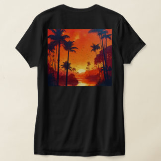 Camiseta "Senhora com Rosa e Tee Vibes Sunset"